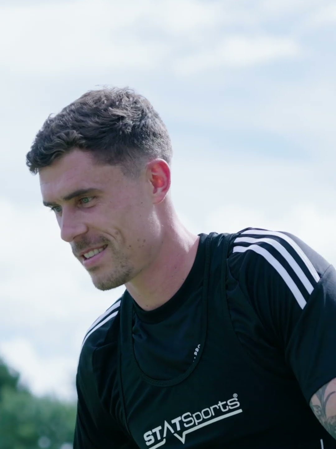 Josh Ruffels at the PFA Pre-Season camp, wearing a STATSports GPS vest